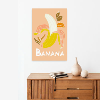Art mural frais, banane pelée, coloré, abstrait, moderne, fruits tropicaux
