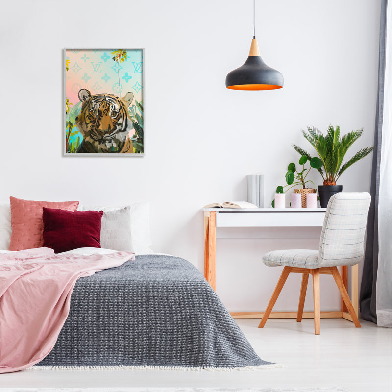 Tigre à la mode par Amelia Noyes, Estampe numérique Farmhouse, H 30 po x l 24 po x P 1,5 po
