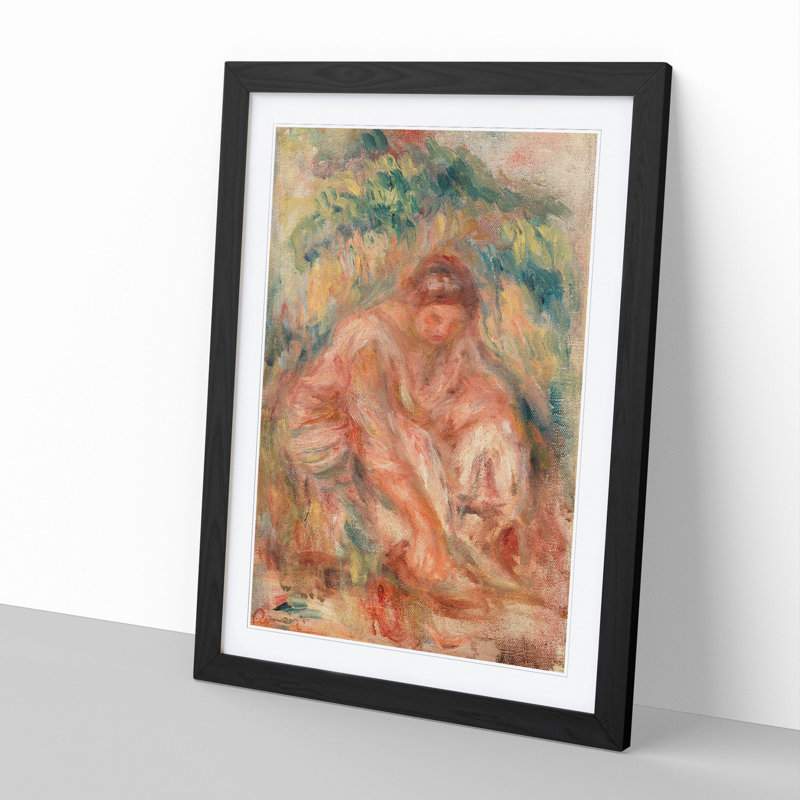 Seated Woman Vol.3 by Pierre-Auguste Renoir - Picture Frame Painting, 48cm H x 36cm W x 2cm D, Black Framed
