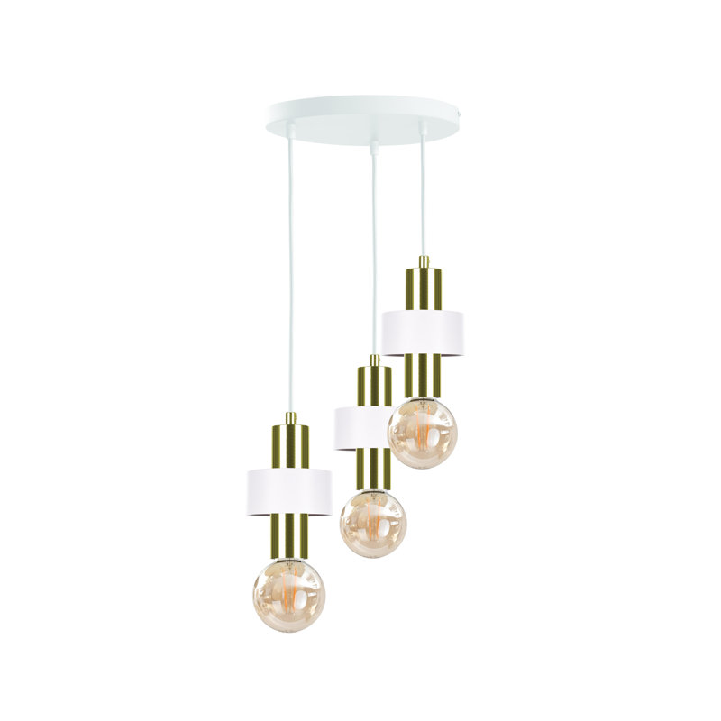 Bernda 3 - Light Cylinder Pendant, White/Gold