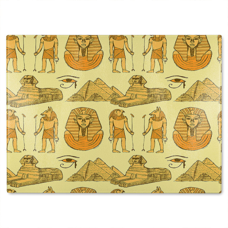 Egyptians & Sphinx Glass Chopping Board, 40cm L x 28cm W