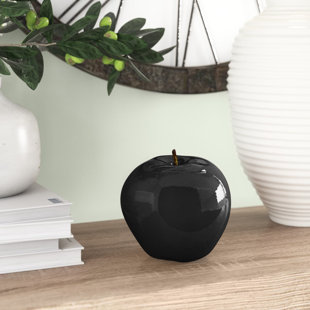 Black Apple Sculpture, Ceramic Apple in Matte Black, Earthenware Clay Black  Apple With Black, Metal Stem, Life Size Apple 