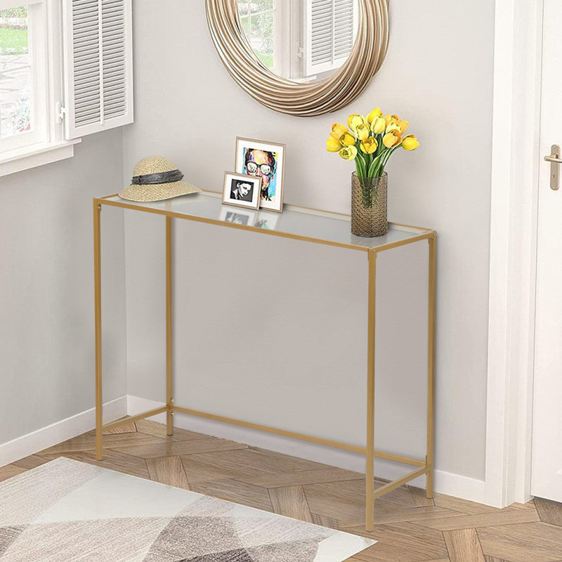 Keyiona 39.37'' Glass Top Console Table