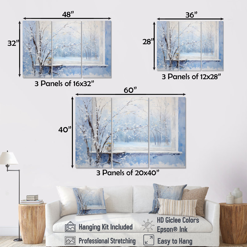 «Winter Landscape Snowfall Forest II - Winter Landscape», art mural, Toile tendue, H 40 po x l 61 po x P 1 po