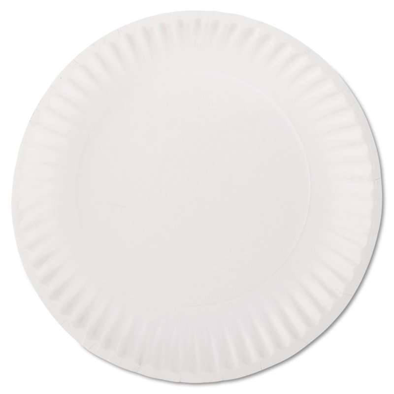 White 9" Compostable Paper Plates, 100-Pack