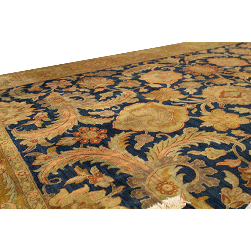 Wool Oriental Area Rug in Brown/Dark Blue/Green