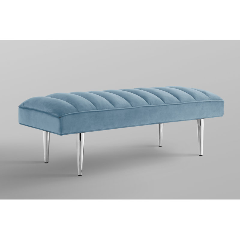 Banc rembourré Ulya Upholstery, Bleu, Argent