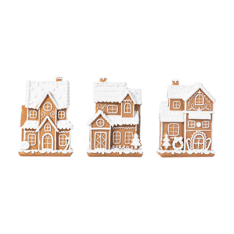 3-Piece 5.50"H Christmas Resin Gingerbread House Table Decor