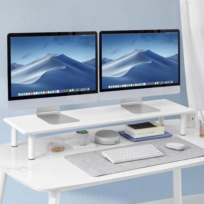Bamboo Monitor Stand, White