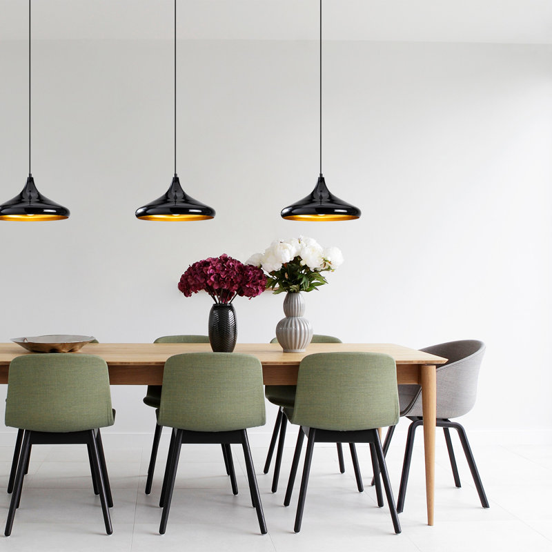 Luminaire suspendu en dome à 1 lumière, Noir
