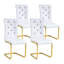 Ensemble de 4 chaises de salle à manger en peau d'alligator rétro avec boucles en cristal et pieds en plaqué or pour une assise élégante et durable-40465245-40465246-40465247
