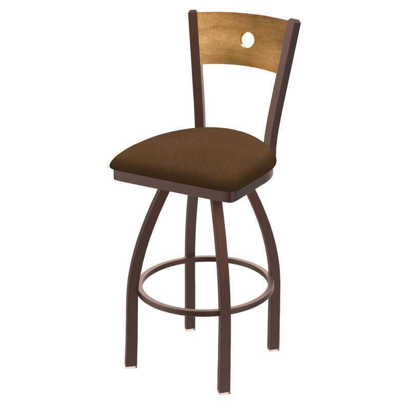 830 Voltaire Swivel Bar & Counter Stool, Medium Maple, Rein Thatch Vinyl / Bronze Frame, Bar Stool (30" Seat Height)