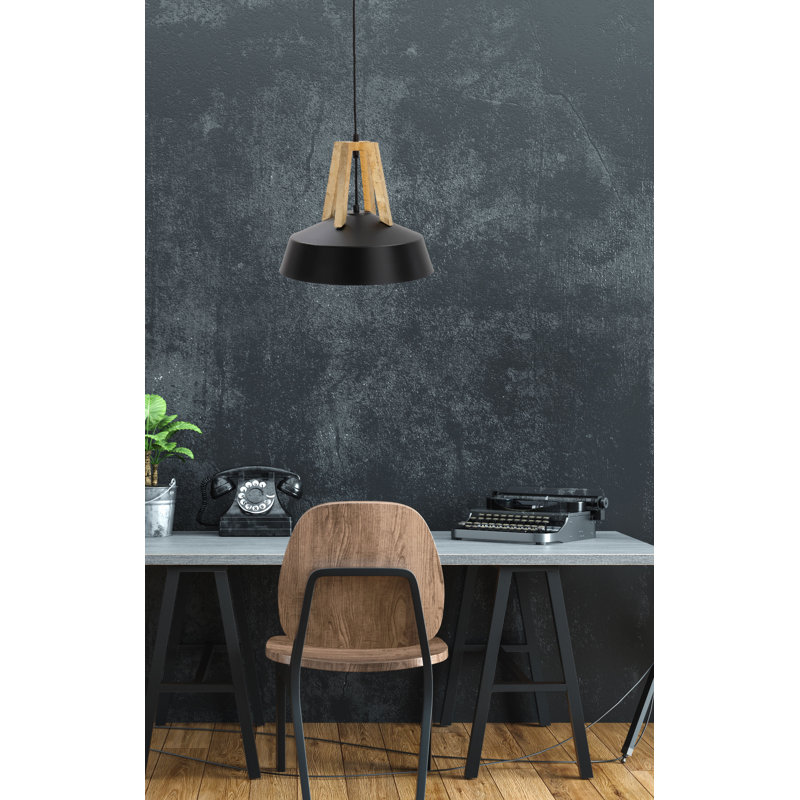 Lynell 1 - Light Dome Pendant, Black/Natural