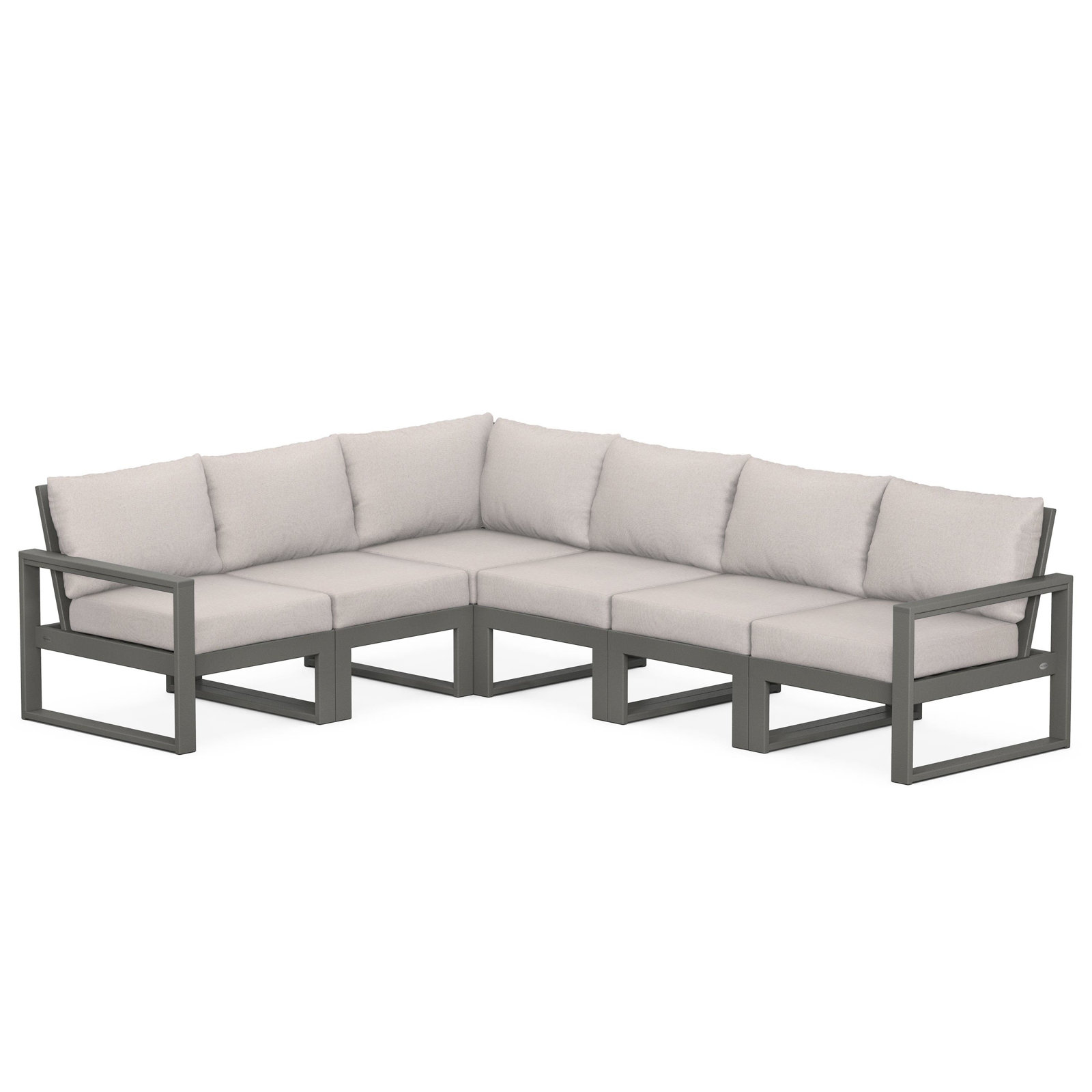 POLYWOOD® Edge 111" Patio Sectional, Dune Burlap, Slate Grey