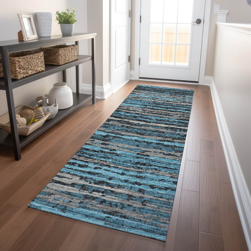 Premium Machine Washable Freixa AMF75 Peacock Rug, Runner 2'3" x 7'6"