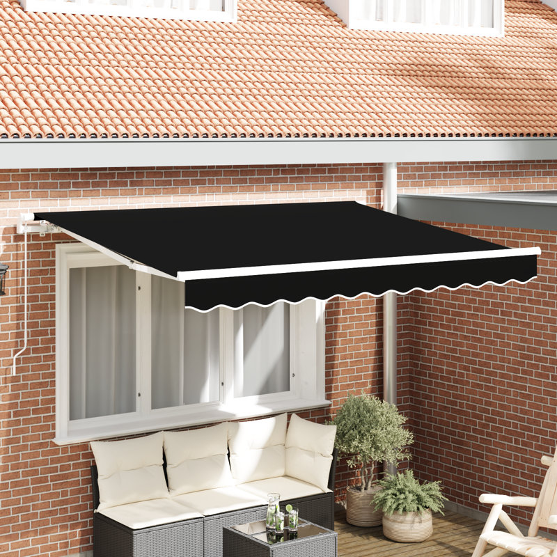 Latitude Run Retractable Patio Awning, 282 cm W x 195 cm D, Black