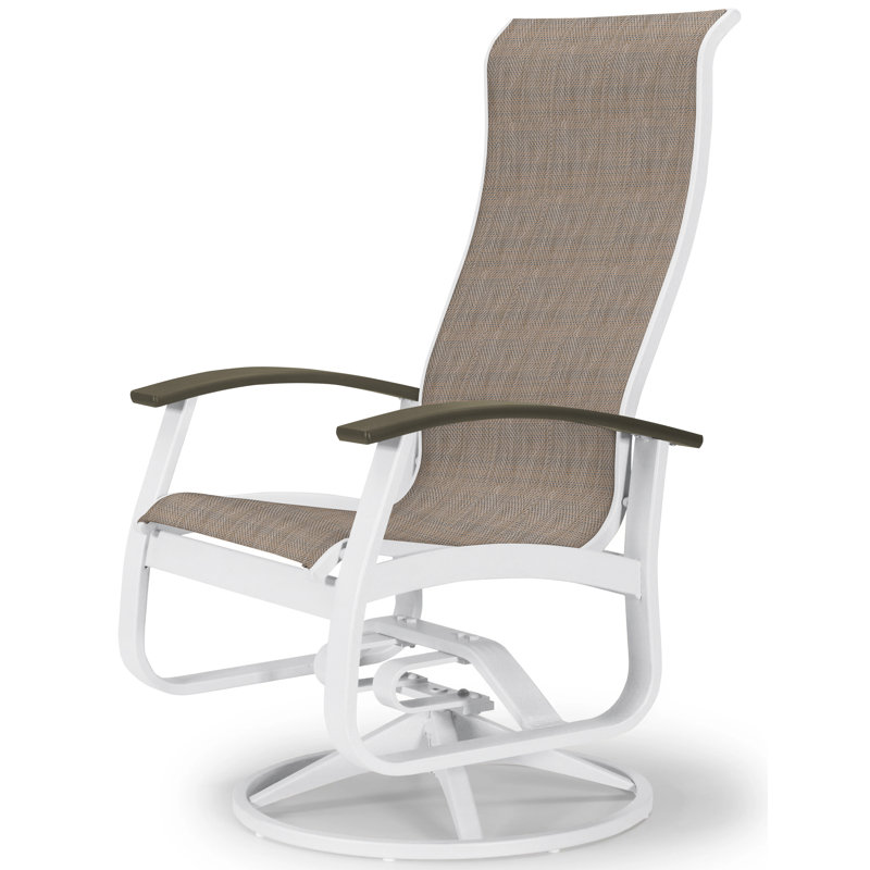 Chaise berçante Askar, Blanc lustré, Atlantis bleu royal Sunbrella®, Bois de plage P40