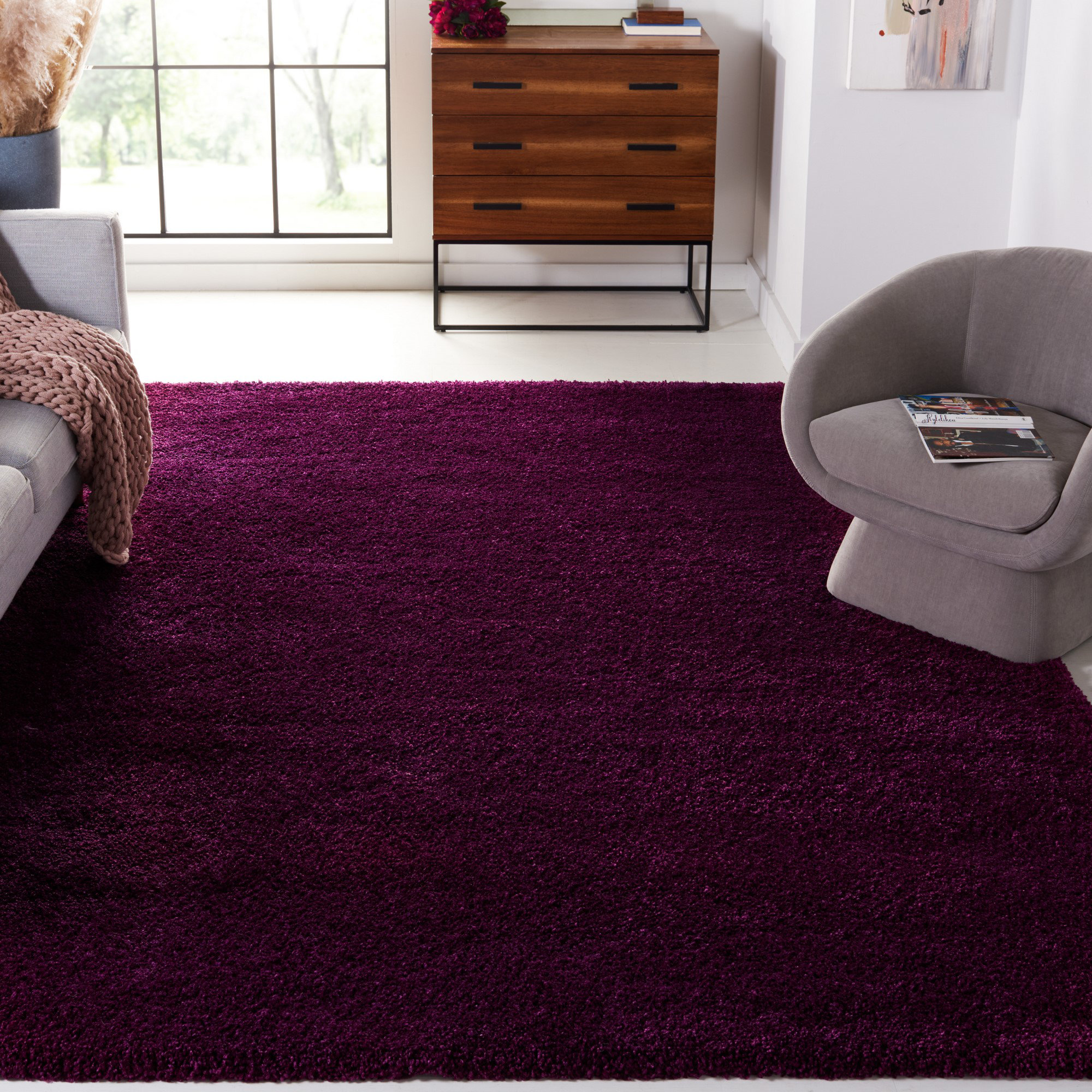 Wrought Studio Vandoren Santa Monica Shag Performance Solid Color Rug ...