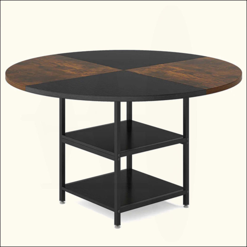 Table de cuisine rustique, table de salle à manger ronde en bois, table basse