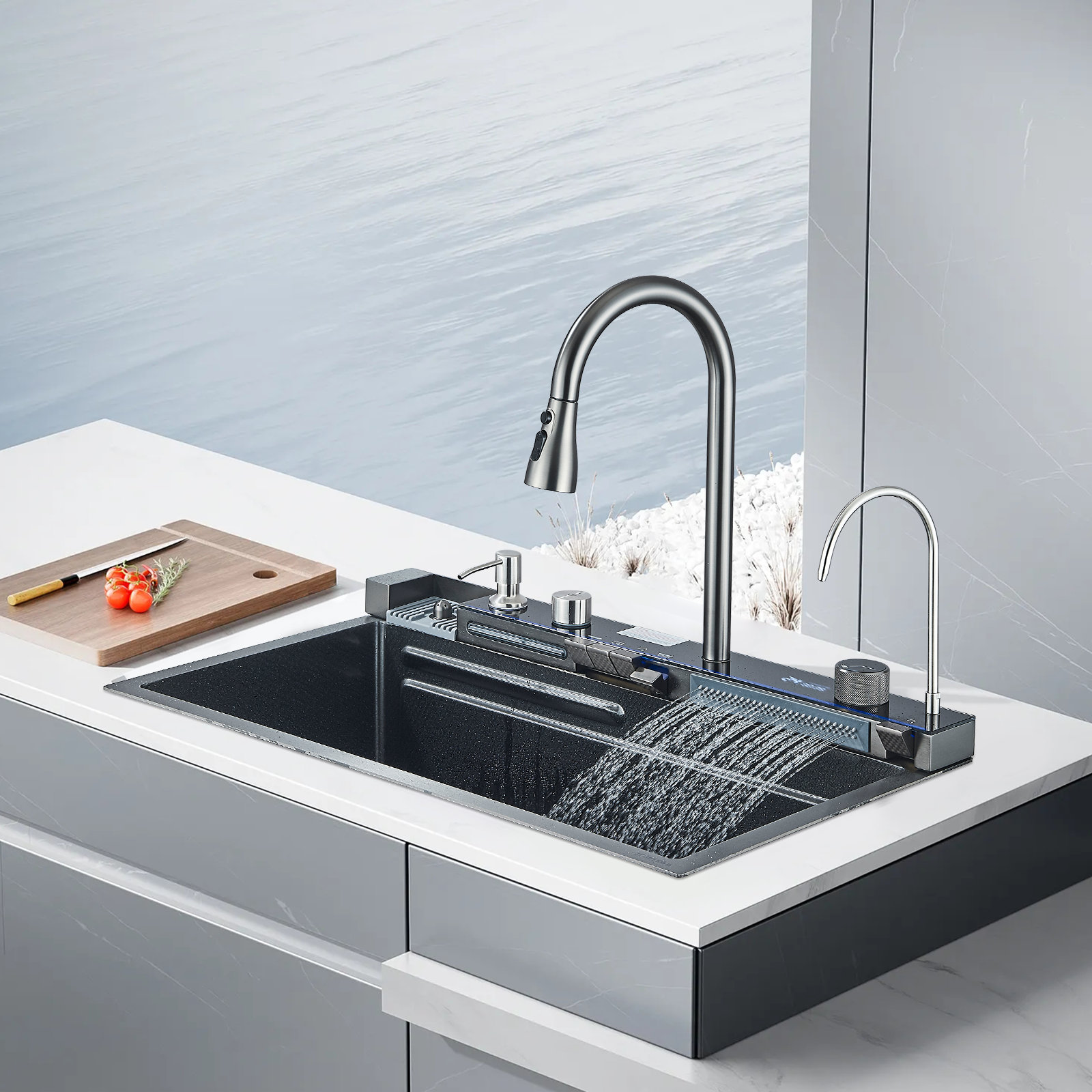 https://assets.wfcdn.com/im/14951762/compr-r85/2950/295011840/Kitchen%2BSink%2B304%2BStainless%2BSteel%2BSingle%2BBowl%2BKitchen%2BSinks%2C%2BDigital%2BDisplay%2BWaterfall%2BSink%2C%2BWith%2BPull%2BDown%2BSprayhead%2BFaucet%2C%2BWith%2BPressurized%2BCup%2BWasher%2Band%2BTwo%2BWaterfalls.jpg