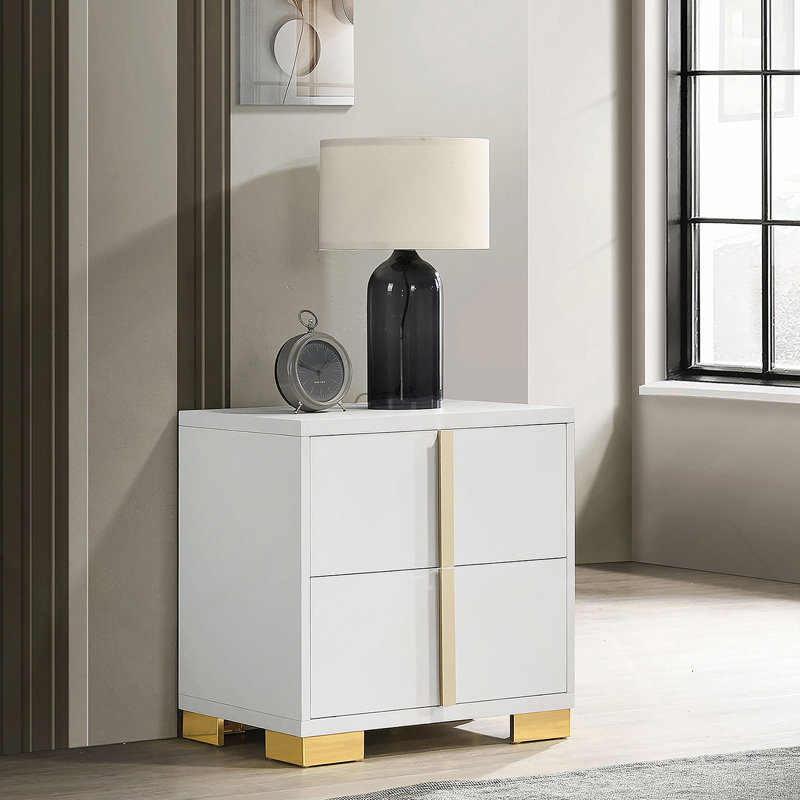 White 2-drawer Nightstand