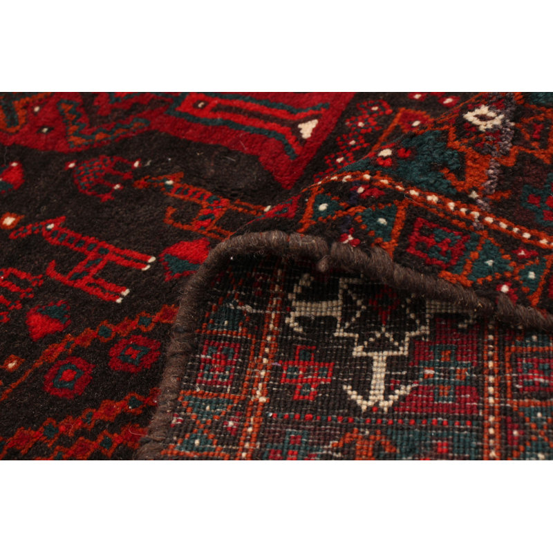 Hand-Knotted Anatolia Dark Red Wool Rug 3'11" X 9'4"