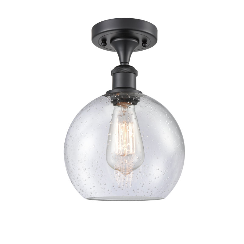 Baptista Semi Flush Mount, Matte Black, Seedy, 12'' H X 8'' W X 8'' D