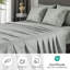 Ensemble de draps 6 pièces pour très grand lit, feuilles à motif floral, draps gris à poches profondes jusqu'à 18 pouces-133590941-133590944