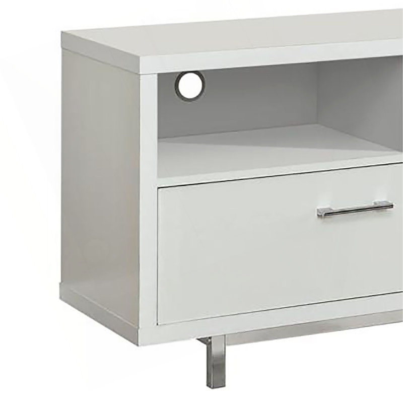White 60-Inch Drawer Storage TV Console, White