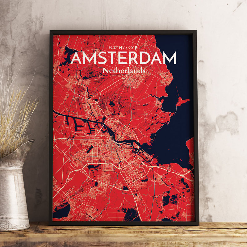 Amsterdam City Map - No Frame Print, 70.1cm H x 50cm W x 0.1cm D