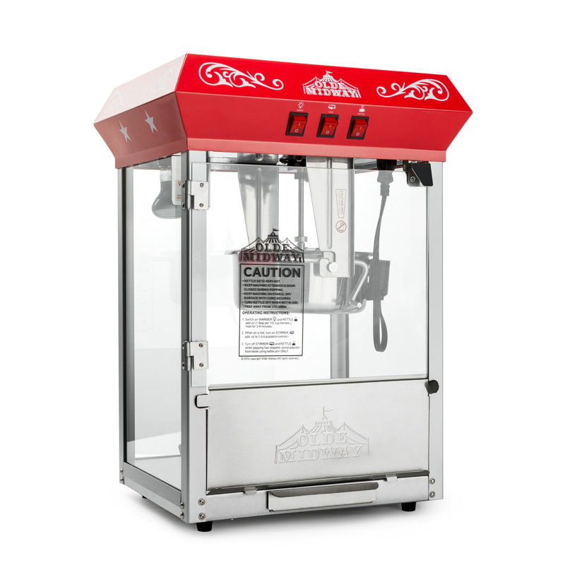 Olde Midway Tabletop Popcorn Machine, Red, 10 oz.