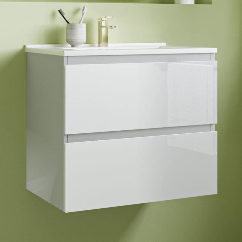Clomer 600mm Single Bathroom Vanity with Drop In Ceramic Basin, Anthracite