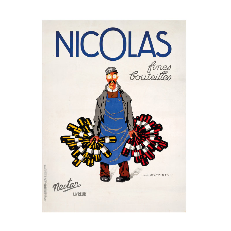 Art sur toile de Jules Isnard, Nectar Dransy, Nicolas Fine Wines, C.1930, H 47 po x l 35 po