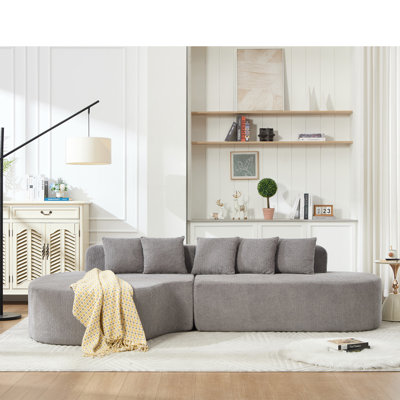 Canapés incurvés de 110,2 po x 62 po pour le salon, canapé modulaire incurvé avec 5 coussins, canapé en forme de L sans siège avec siège profond, mousse à mémoire de forme haute densité, aucun assemblage requis, (GRIS CLAIR)