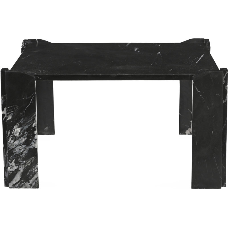 Table basse Abe en marbre véritable noir, Noir