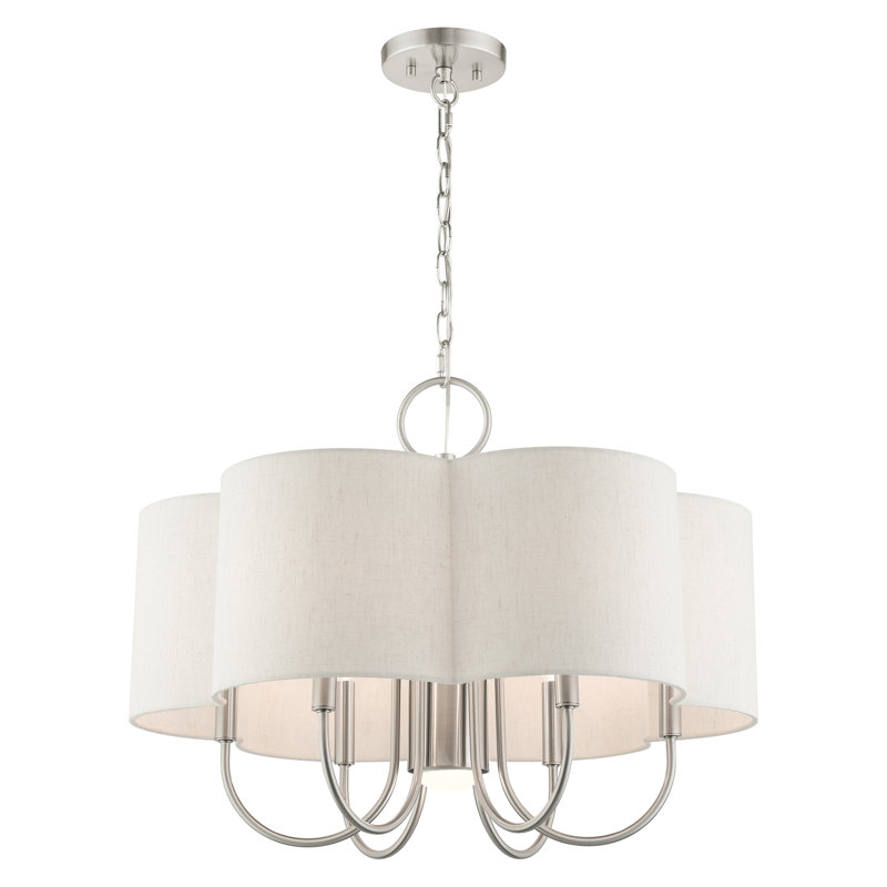 7 - Light Dimmable Geometric Chandelier, Brushed Nickel