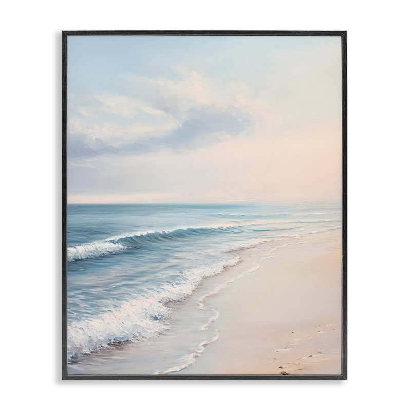 Serene Sands at Sunset, estampe numérique, design par Franklyn Gregory, H 14 po x l 11 po, Giclée encadrée noir minuit