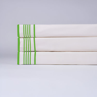 Smart Border 400TC Cotton Embroidery Cotton 4 Piece Sheet Set Fitted Sheet Fits Upto 16" Deep Pocket