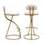 Tabouret de bar rond en velours sans accoudoirs avec dossier, ensemble de 2 chaises de comptoir rembourrées