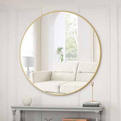 Miroir de 48 pouces à cadre en métal doré, convenant à plusieurs pièces avec miroir, 48 po