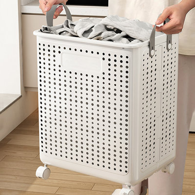 Plastic Rolling Laundry Hamper with Handles