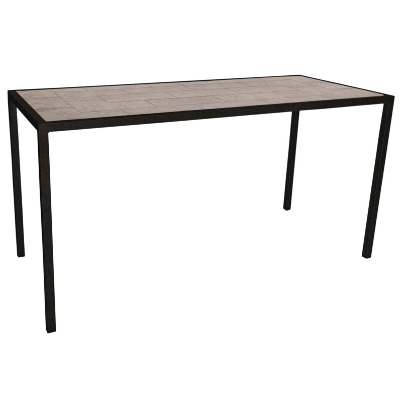 Quadra Outdoor Rectangle Counter Table, Carbon Black, 33" W x 75" L x 37.5" H, Summit Gray