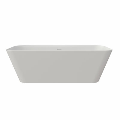67 Inch Solid Surface Soaking Bathtub - Deep Soak Freestanding Tub