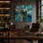 Visionary Eye Abstract Wrapped Canvas Wall Art | Modern Blue & Gold Statement Artwork for Living Room, Office & Contemporary Interiors-558886249