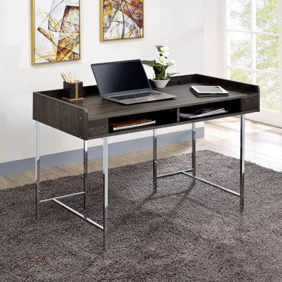 Bureau d'ordinateur moderne avec support USB avec tiroir, fabrication en bois et en acier pour des espaces de travail efficaces