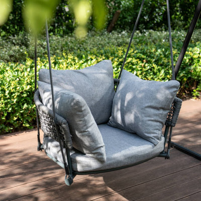 Balancelle suspendue pour l'intérieur et l'extérieur, balançoire extérieure avec coussins épais pour le patio