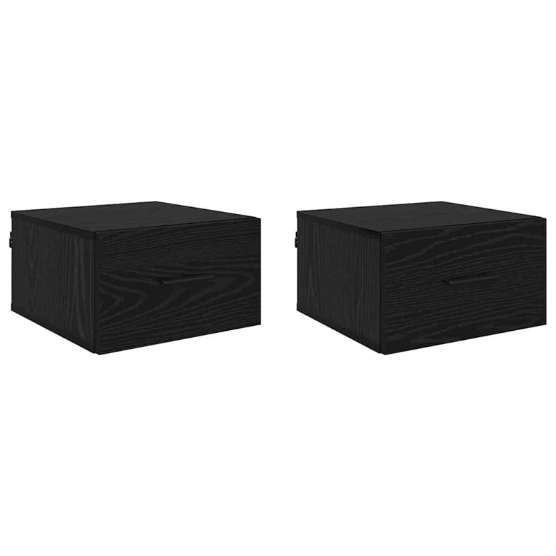 35cm W Manufactured Wood Bedside Table, Black Oak