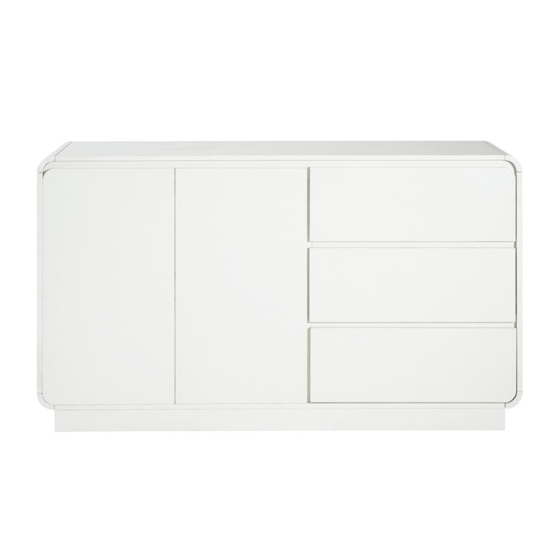 Easton Modern Wooden Storage Sideboard Cabinet with 2 Doors and 3 Drawers, White
