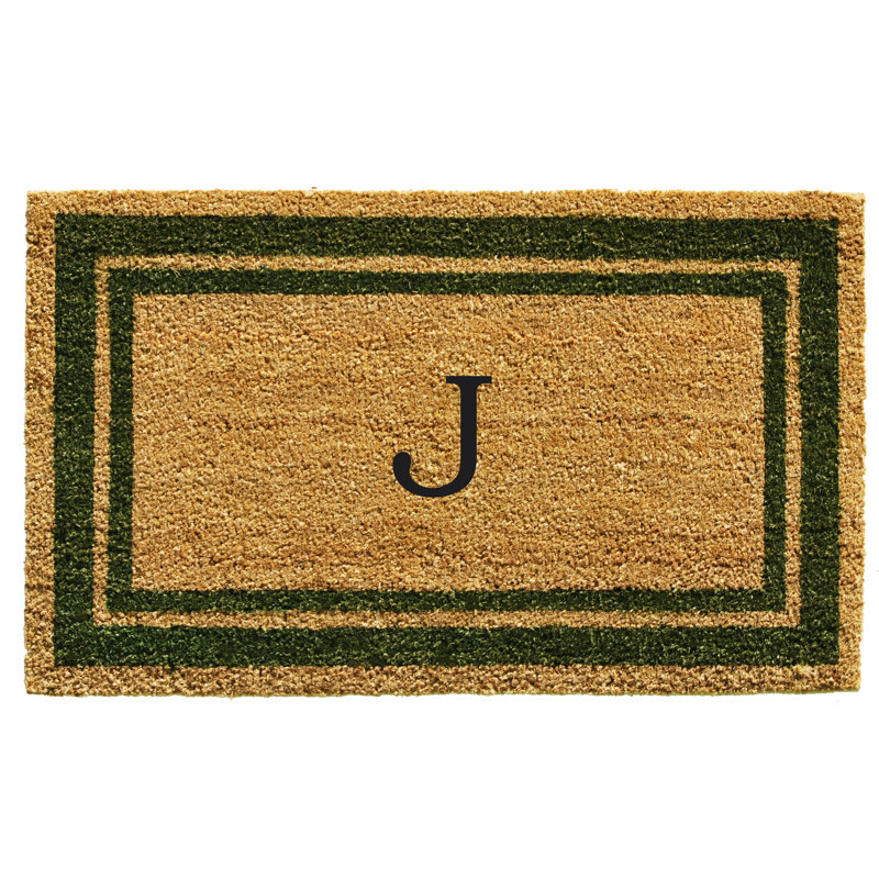 Tapis d'entrée antidérapant Stortz, Rectangle 2 pi x 3 pi, J, Vert sauge / brun