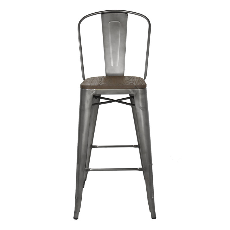 Bar empilable avec siège en bois Melien, Tabouret de comptoir (siège d'une hauteur de 26 p